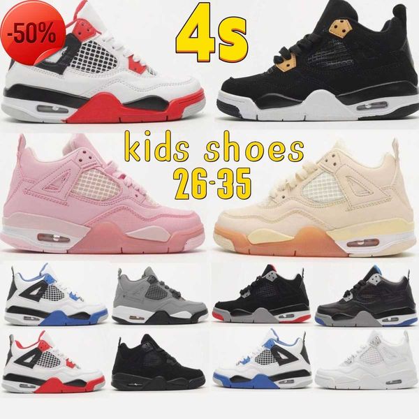 

kids shoes 4s high athletic children basketball boys girls sports sneakers kid shoe 26-35 86jz#, Black
