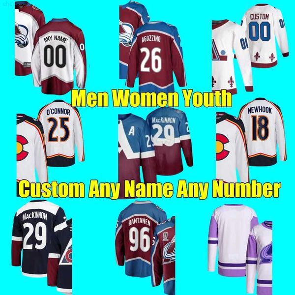 

hockey jerseys 29 nathan mackinnon 96 mikko rantanen 8 cale makar 62 artturi lehkonen 37 j.t. compher 7 devon toews 13 valeri nichushkin, Black;red