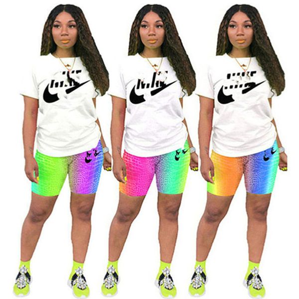 

2023 brand designer women letter tracksuits summer two piece set short sleeve t-shirt shorts fashion sports suit crew neck outfits pullover, Gray