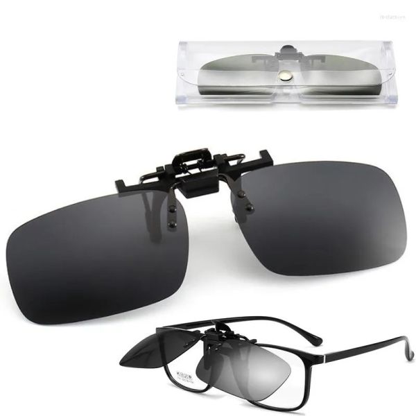 

sunglasses polarized clip men women glasses with case clips driver fishing night vision myopia clip-on sun shading eyeglasses, Black