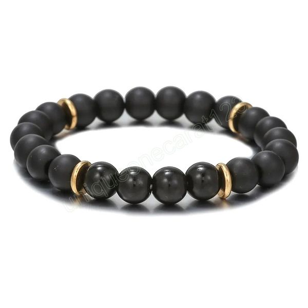 

8mm 10mm natural stone handmade beaded strands charm bracelets yoga elastic bangle jewelry for women men lover, Golden;silver