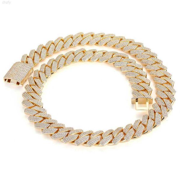

18mm miami cuban link box clasp necklace bling 5a zircon charm iced out men's hip hop baguette chain women jewelry, Silver