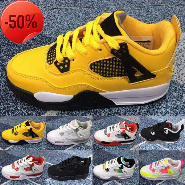 

4 4s basketball shoes university blue white oreo aurora heat reactive shimmer pollen patent bred dark mocha black cat kids sneakers size 28-