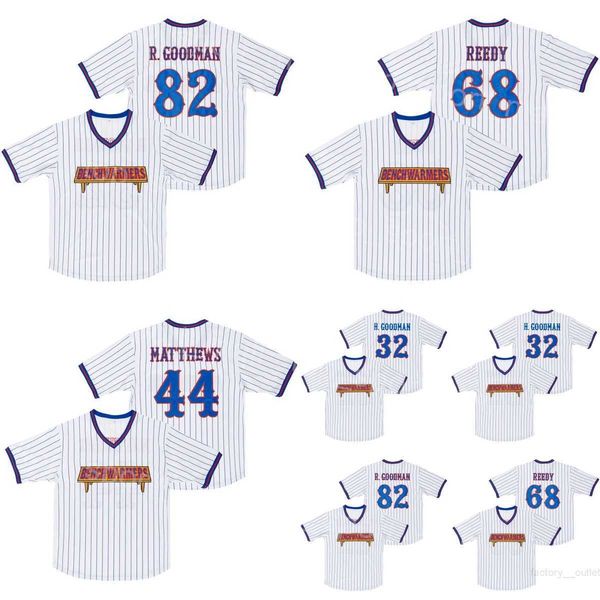 

benchwarmers jersey moive baseball 44 gus matthews 68 clark reedy 82 richie goodman 32 howie goodman pinstriped white breathable for sport f, Black