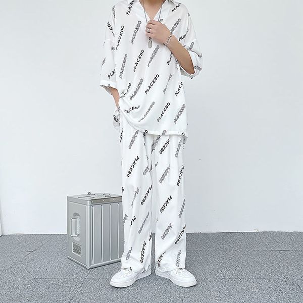 

men's tracksuits arrival cool and thin short sleeve t shirt pant two piece set solid shirt trousers home suits male size  4xl 230417, Gray