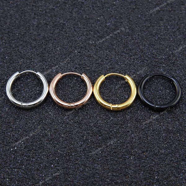 

5pcs/lot stainless steel circle hoop earrings for women girls black gold color silver color round geometry earrings jewelry earringshoop ear, Golden;silver