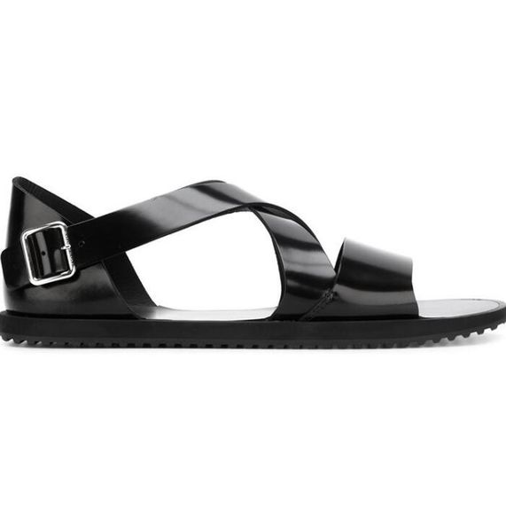

sandals men 2023 summer beach gladiators cow leather rome shoes breathable mens sandal, Black