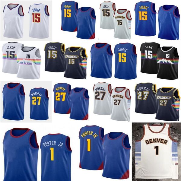 

basketball jerseys denvers nugget jersey nikola 15 basketball jokic jersey jamal 27 murray ichael 1 porter jr. jerseys, Black;red