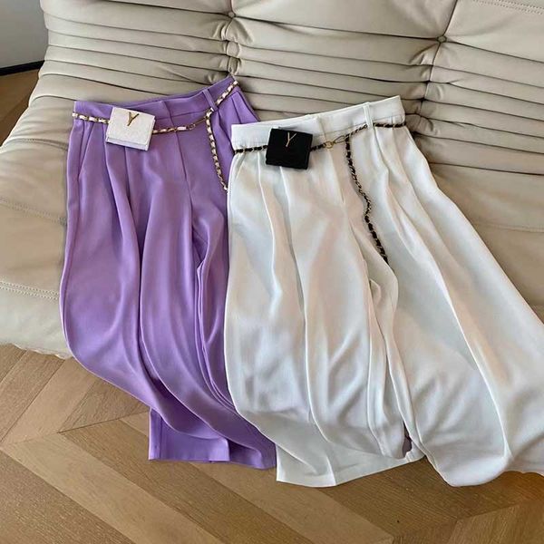 

women pants 23ss capris fall high-end fashion designer casual luxury velvet wide legs belt bags women clothing comfortable, Black;white