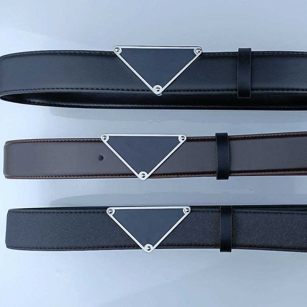 

fashion designer belt women men luxury casual letter triangular buckle belts lychee pattern cow leather belt formal jeans dress waistband wi, Black;brown