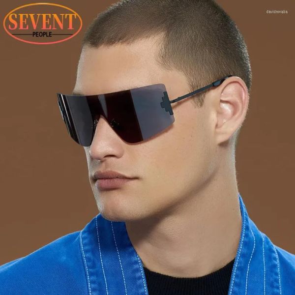 

Sunglasses Oversized Rimless Men 2023 Designer Fashion One Piece Sun Glasses For Women Trend Y2k Sunglass Male