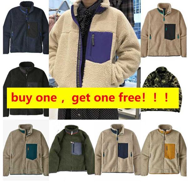 

patagonias 23ss men fleece jacket classic retro mens thick warm down designer models lamb cashmere stand collar couple winter coat om6, Black;brown