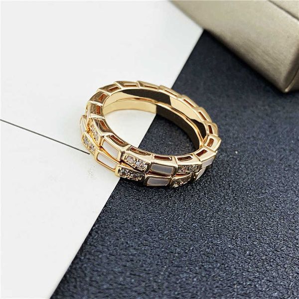 

snake white fritillaria snake bone ring female rose gold diamond light design index finger ring, Silver