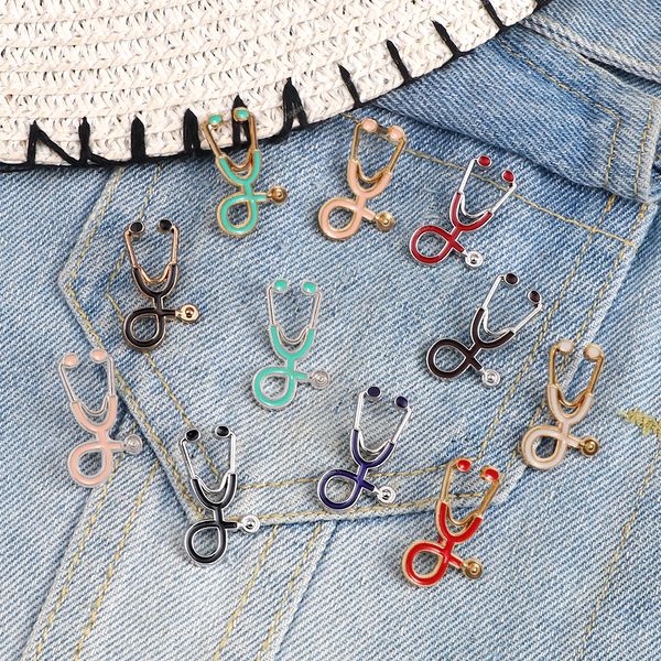 

creative 18 styles colorful brooches doctor nurse stethoscope enamel pins medical denim jackets bag jewelry button badges gifts fashion jewe, Gray