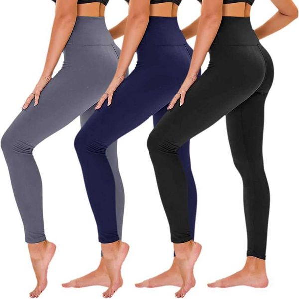 

tnnzeet 3 pack high waisted leggings for women - buttery soft workout running yoga pants, Black