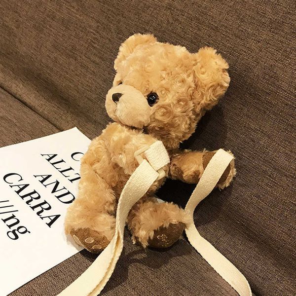 

backpacks cute bear women girls cute smile bear soft plush doll cross-body mini messenger bag children adorable mini bear bags gifts w0418