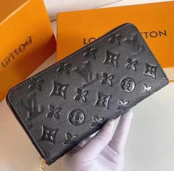 

new 2021 whole 6 colors fashion single zipper organizer designer men women leather wallet lady7291855, Red;black