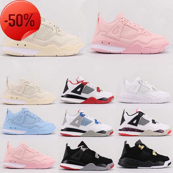 

kids jumpman 4s iv basketball shoes collection children pure money sports sneaker black cat lava oreo white bred cement sail muslin boy girl