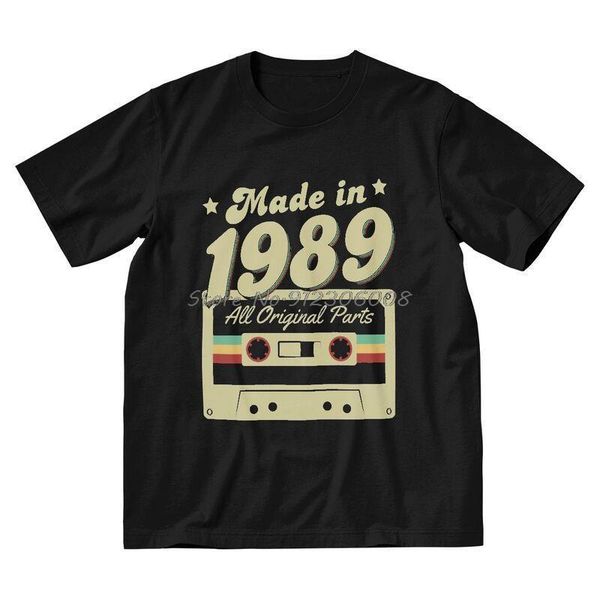 

mens tshirts made in 1989 all original parts tshirt men novelty t shirt short sleeve cotton birthday anniversary tees streetwear 230417, White;black