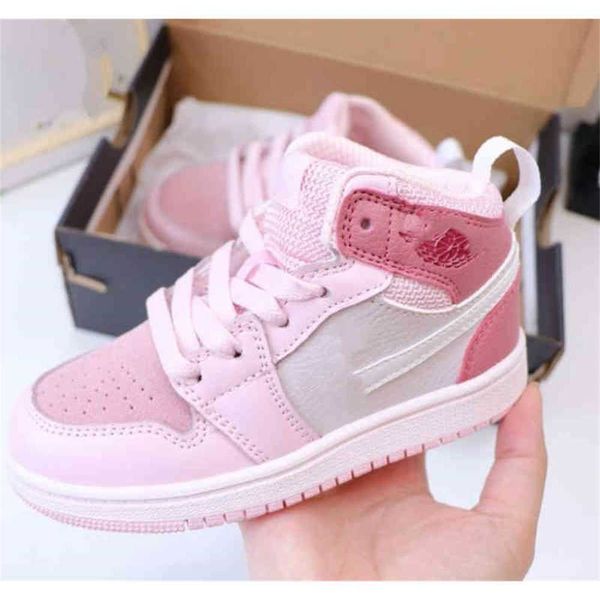 

jumpman 1 1s infant kids sneakers pink basketball shoes dark mocha trainers edge glow volt gold high light smoke grey candy, Black