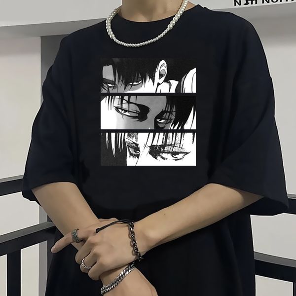 

men's tshirts japanese anime attack on titan t shirt men kawaii cartoon shingeki no kyojin graphic tees harajuku titans tshirt male 230, White;black
