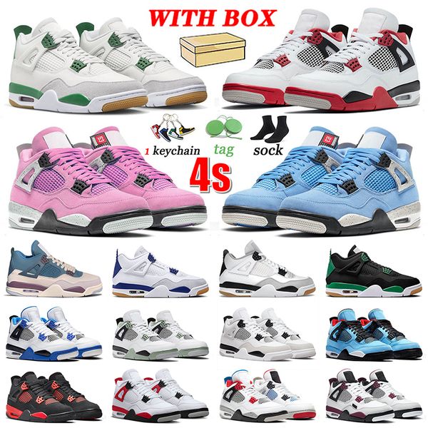 

jumpman 4 og basketball shoes 4s men women university blue pink fire red sb pine green military black cat seafoam ts thunder canvas trainers, White;red