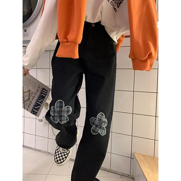 

jeans black women's jeans high waist chic design fashion streetwear straight pants baggy vintage female casual wide leg denim trouser, Blue