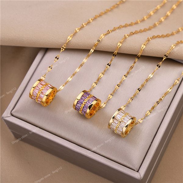 

korean fashion cute lucky crystal pendant necklace for women sweet ladies wedding jewelry female stainless steel clavicle chain fashion jewe, Silver