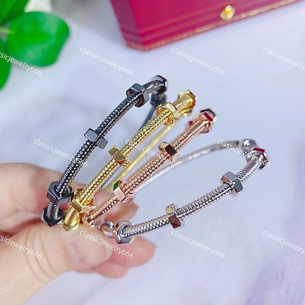 

women's bracelet fashion designer screw brand bracelet 18k gold jewelry festival gift bracelet 316 stainless steel factory with box, Golden;silver