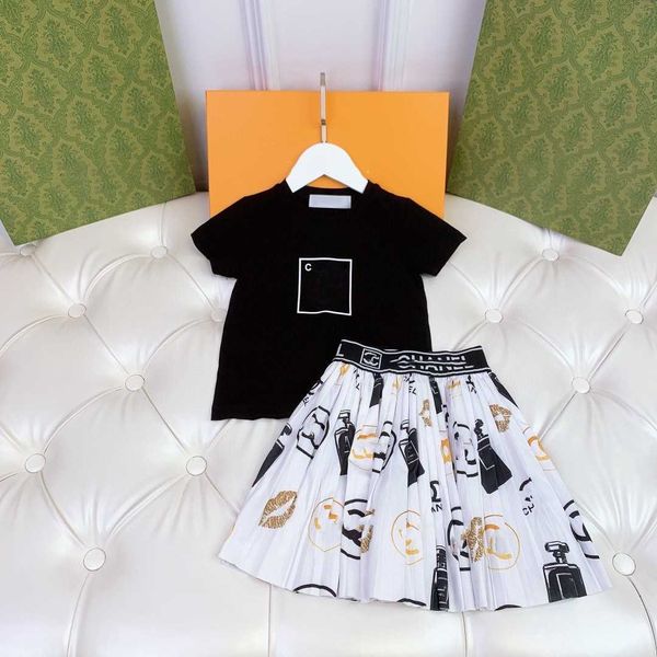 

baby set kid skirt kid designer dress baby clothes kids clothes luxury brand summer shorts sleeve with wave sign 90-160 black white