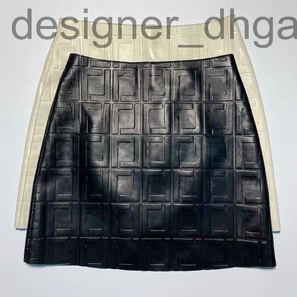 

skirts designerdesigner pu leather skirts fashion f letter print high waist hip a-line skirt nigp, Black