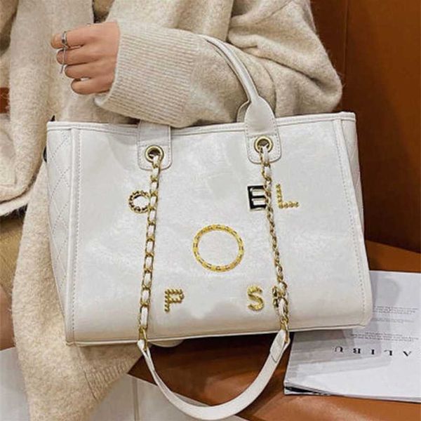 

60% off women's luxury handbags beach metal pearl letter badge tote bag small leather large female chain wallet backpack y1vk