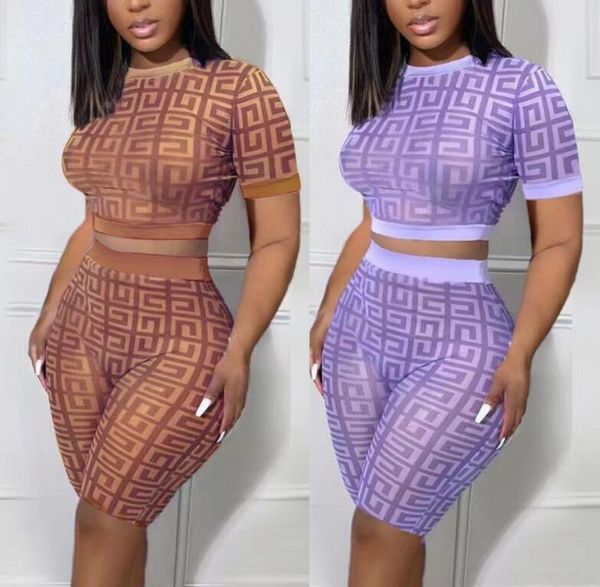 

luxury designer tracksuits women two piece set summer letter print outfits casual t shirt shorts jogger sport suit fashion o-neck clothing, Gray