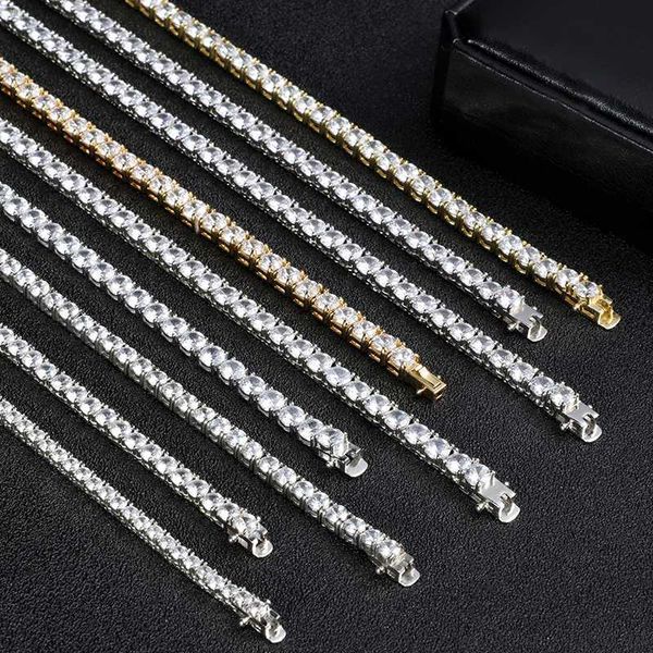

fine jewelry hip hop 925 sterling silver vvs moissanite diamond cluster iced out tennis chain bracelet necklace for men women