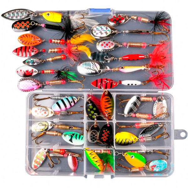 

fishing lure set spinnerbait wobbler metal baits spoon lures isca artificial with box hard lure spinner bait fishingfishing lures box fishin