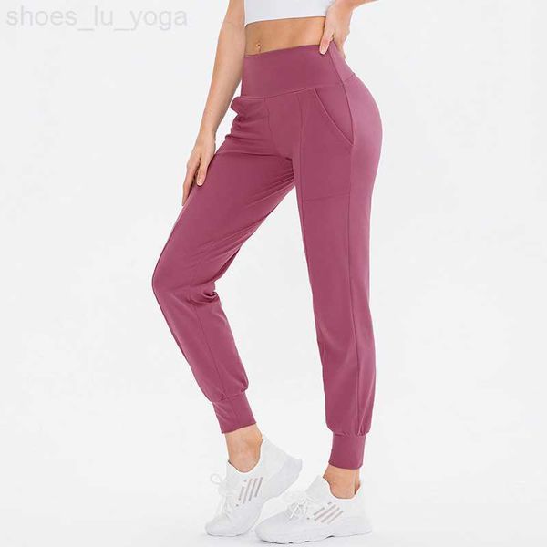 

lull women yoga ninth pants running fitness joggers soft high waist elastic casual jogging pants 4 colors l5224