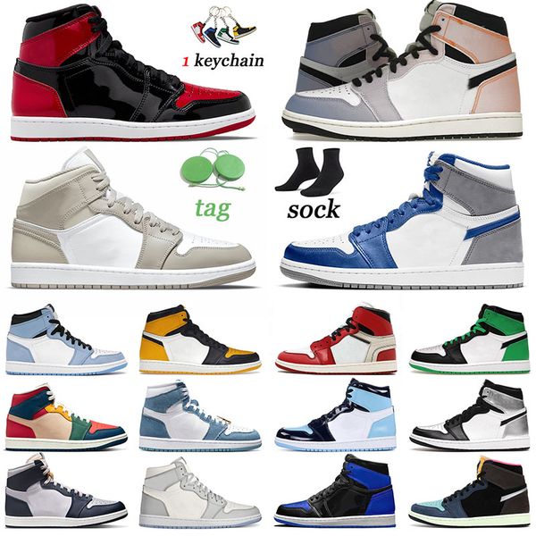 

jumpman 1 skyline basketball shoes sneakers 1s outdoor sports lucky green true blue university blue denim multi color hyper royal college gr