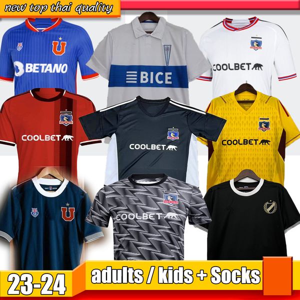 

valencia 23 24 colo colo soccer jerseys third away #10 uniform #32 arriagada football shirt home special jersey 2023 2024 catolica universid, Black;yellow