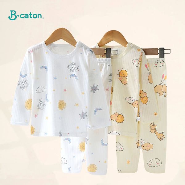 

clothing sets cotton baby children clothes sets pajamas set cute cartoon longshort sleeve home pajama set sleepwear soft breathable 230418, White