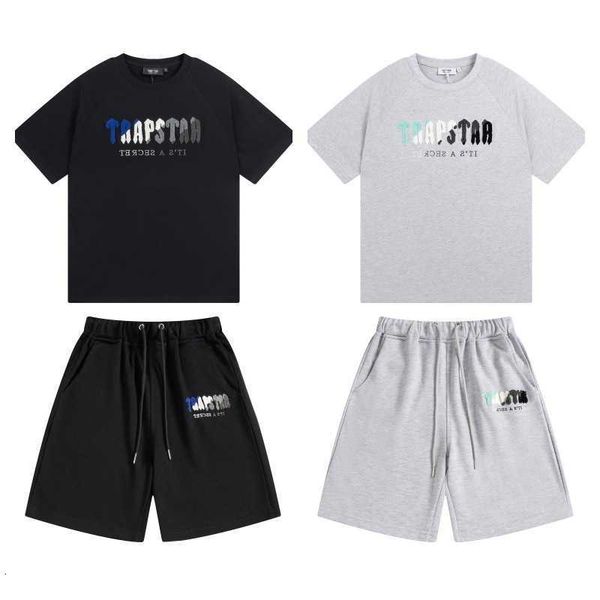 

men's t-shirts trapstar t shirt designer shirts print letter luxury towel embroidery blue grey color summer sports fashion cotton cord, White;black