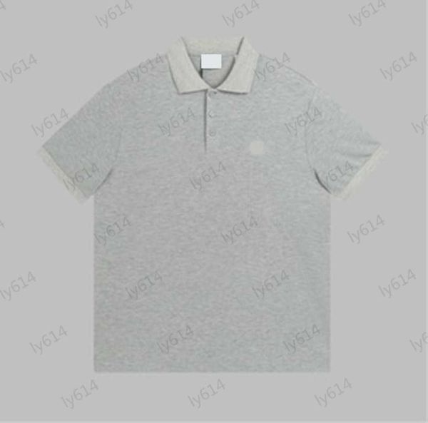 

grey polos luxury brand logo embroidery decoration short sleeve casual summer tees pure cotton fabric lightweight breathable loose joker go, White;black