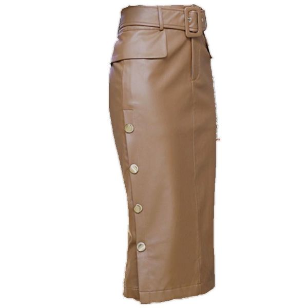 

dresses pu leather skirt women autumn high waist faux leather skirts womens belted fashion pencil skirt, White;black