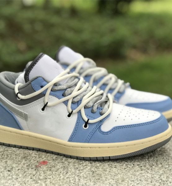 

shoes 1s 1 low vintage grey white blue basketball shoe sports sneakers real leather with og box