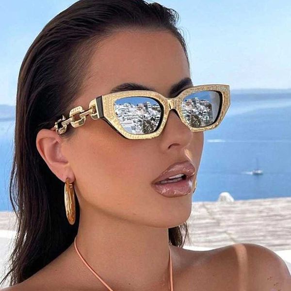

2022 new fashion cat eye sunglasses women vintage brand designer glasses black sun female uv400 golden eyewear, White;black