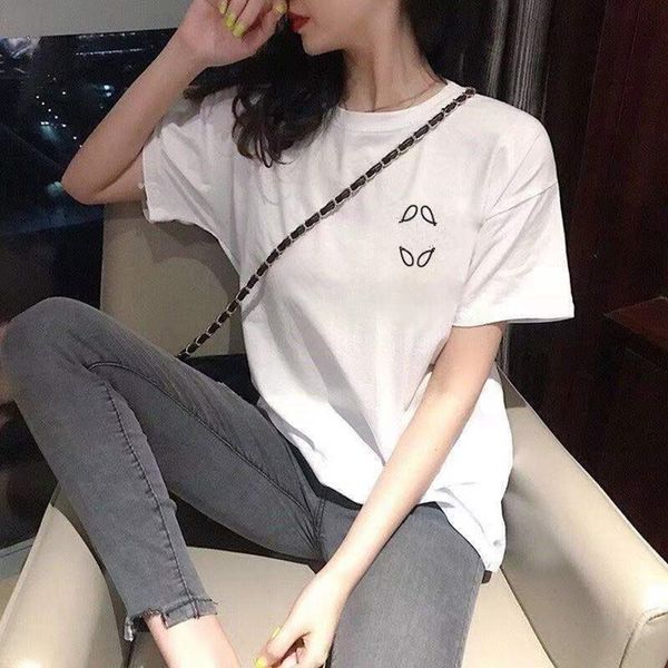 

women's t-shirt slim fit cotton summer new print letter pullover short sleeve gym crew neck crop black white tees 23ss