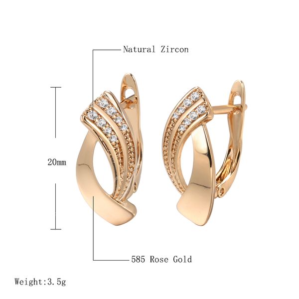 

fashion glossy dangle earrings 585 rose gold simple geometry natural zircon earrings for women daily fine jewelry earringsstud earrings jewe, Golden;silver