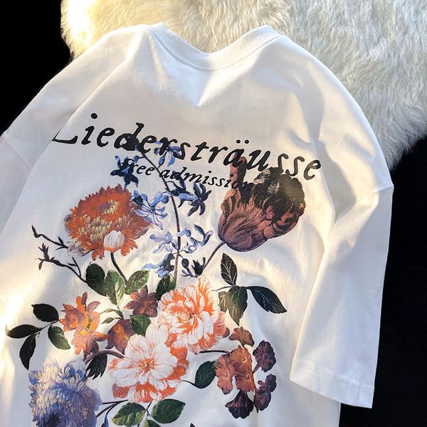 

mens tshirts european and american casual graphic tshirt couple loose hip hop short sleeve men women retro round neck harajuku 230417, White;black