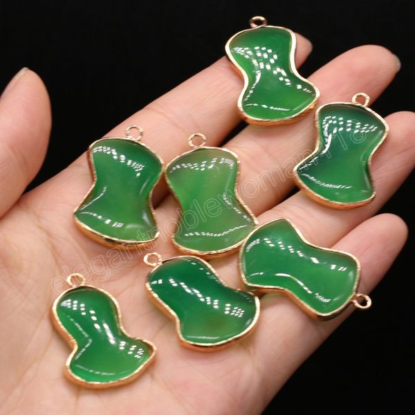 

natural stone jade gourd gold plated pendant craft for jewelry makingdiy necklace earring accessories charm gift party, Bronze;silver