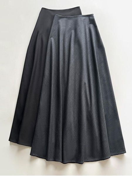 

dresses women wool blends midi skirt high waist zipper classic glossy soft female jupes 2022 autumn new, White;black