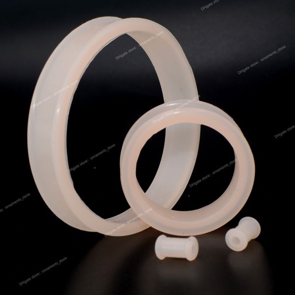 

1pair 3mm-76mm big size hollow black silicone flexible double flared flesh ear tunnel plugs gauge expander stretchers jewelry body jewelrypi, Slivery;golden